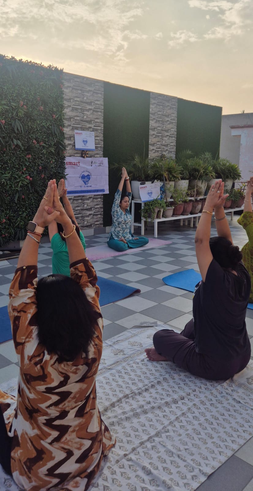 Outdoor children stretching group session