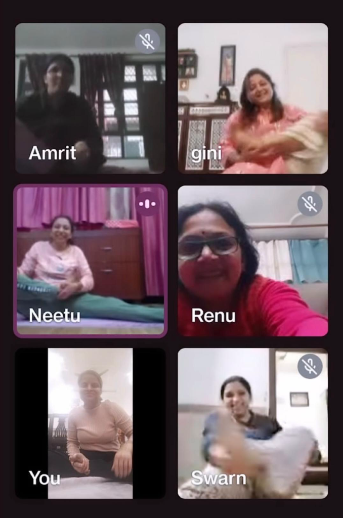 Google Meet online yoga session screenshot 2