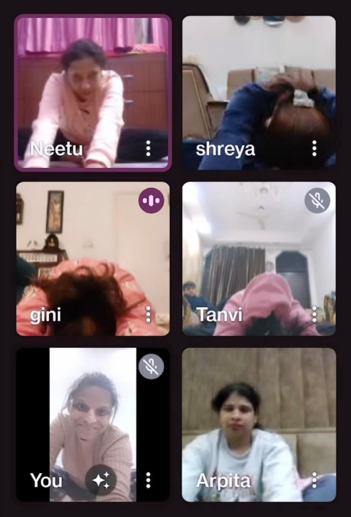 Google Meet online yoga session screenshot 3